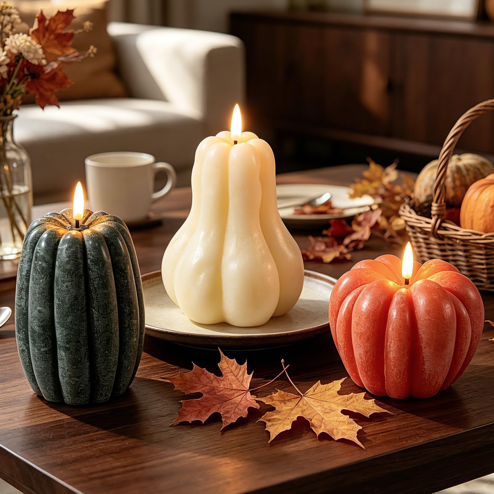 EVERLORIA Fall Pumpkin Flameless Candles