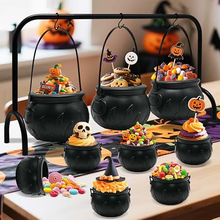 ORIENTAL CHERRY Halloween Cauldron Serving Bowls on Rack