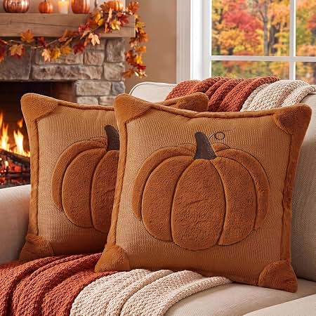 Softalker Double-Sided Pumpkin Pillow Covers, Set of 2